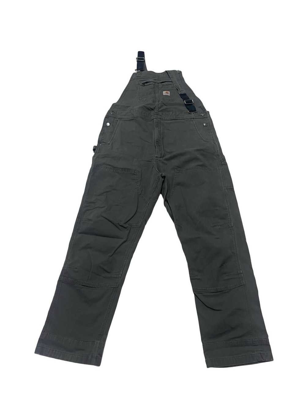 Carhartt Bib Overalls Double Knee Canvas Thrashed Grunge Work READ Sz 42 X 31.75